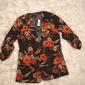 Flowery Green Olive Blazer - Small